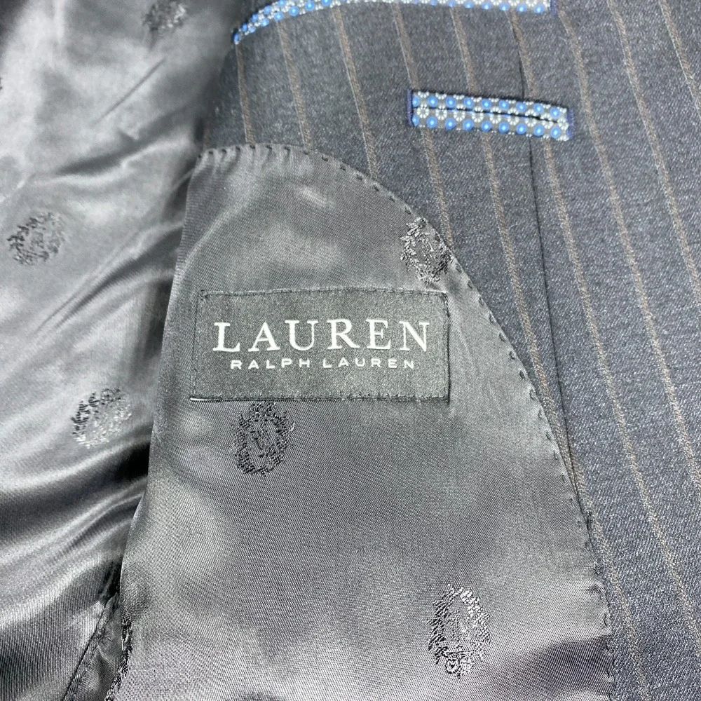Ralph‎ Lauren Blazer Size 54R Sport Coat Jacket Wool Black Label Striped Suit